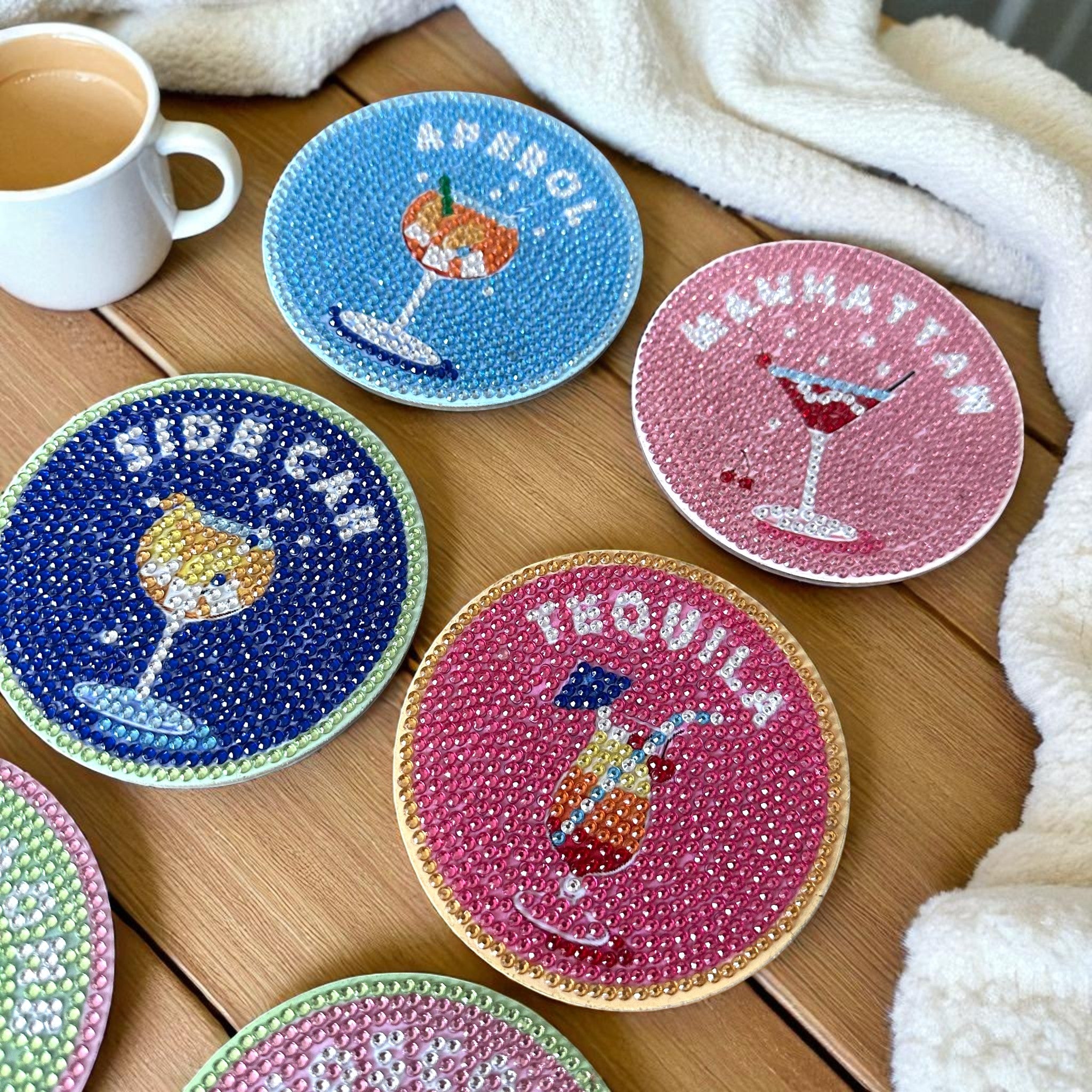 Diamond Painting Cocktails Onderzetter Set | 6 + 2 GRATIS