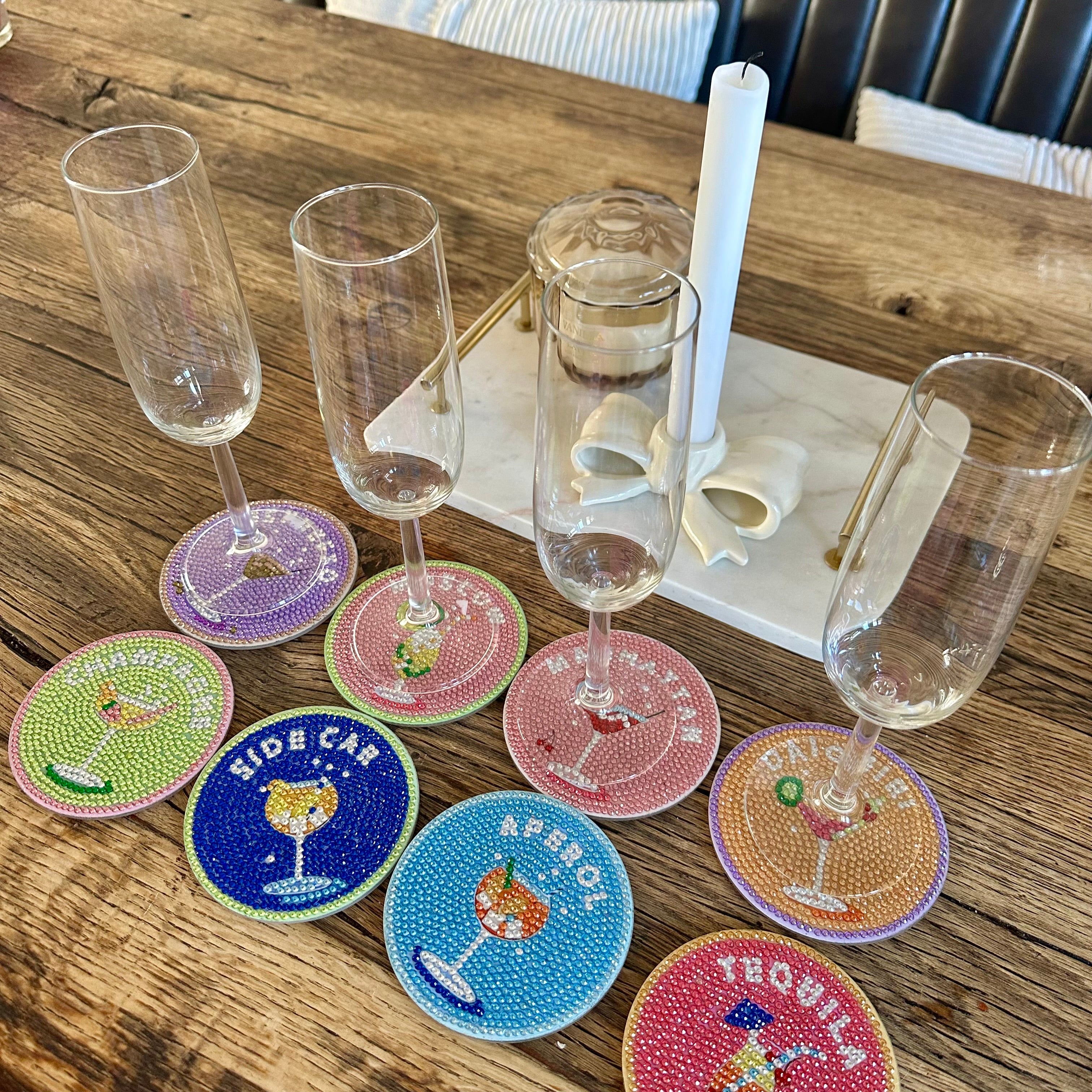 Diamond Painting Cocktails Onderzetter Set | 6 + 2 GRATIS