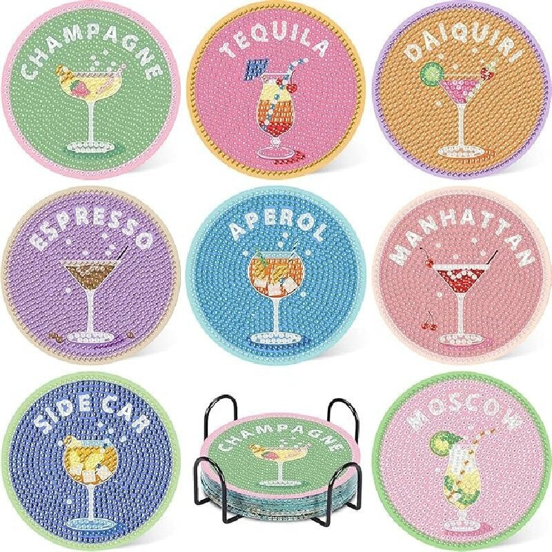Diamond Painting Cocktails Onderzetter Set | 6 + 2 GRATIS